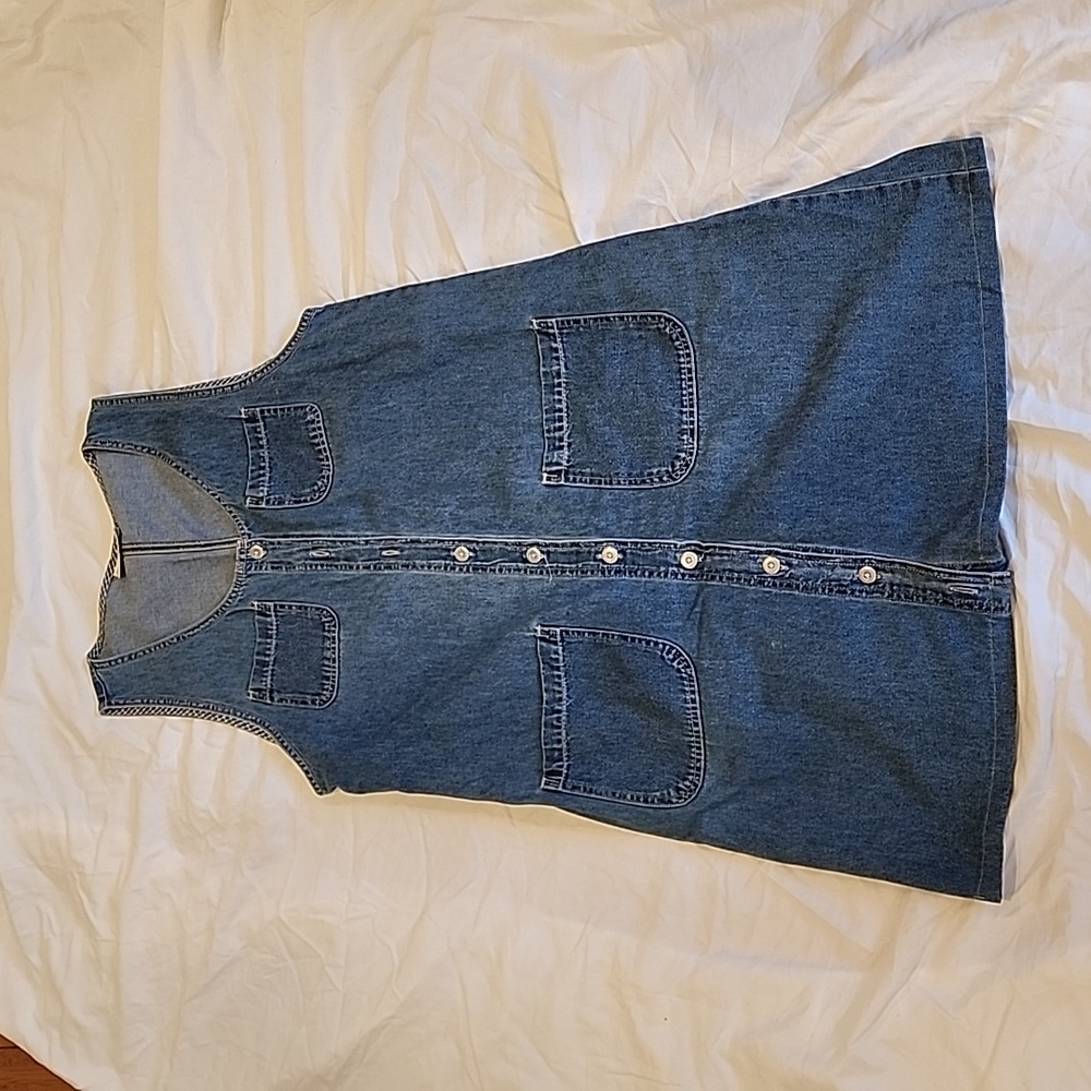 Vintage denim pinafore dress, Size M